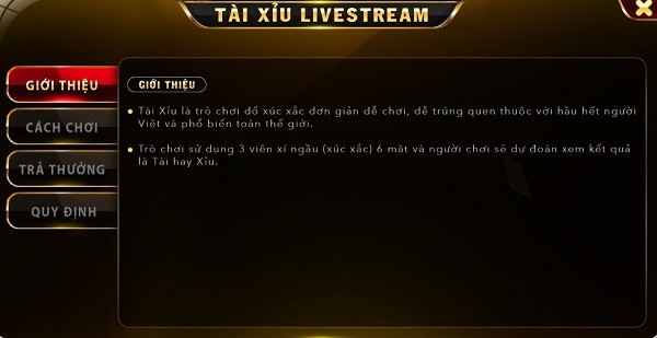 Giới thiệu về tài xỉu livestream