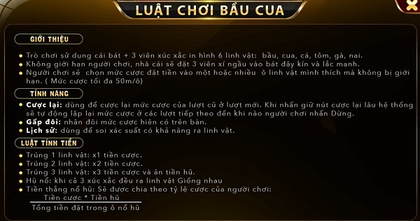 luật chơi bầu cua go88