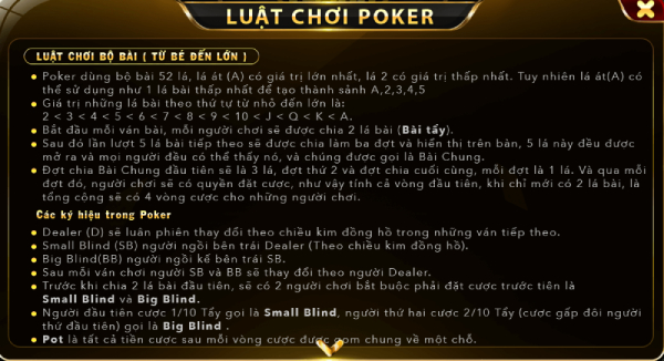 Hướng dẫn luật chơi Poker Go88