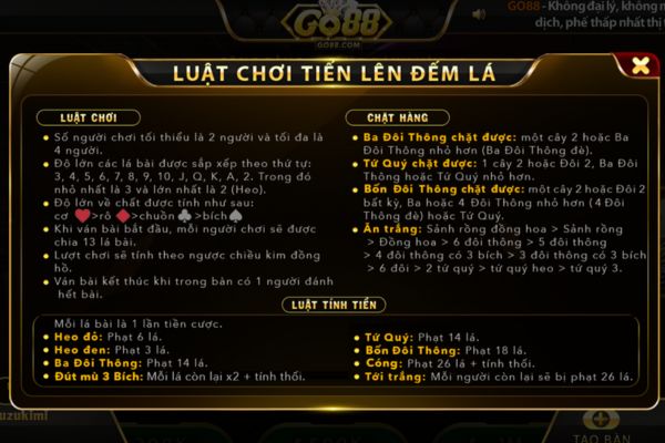 Vài nét về tiến lên đếm lá tại Go88